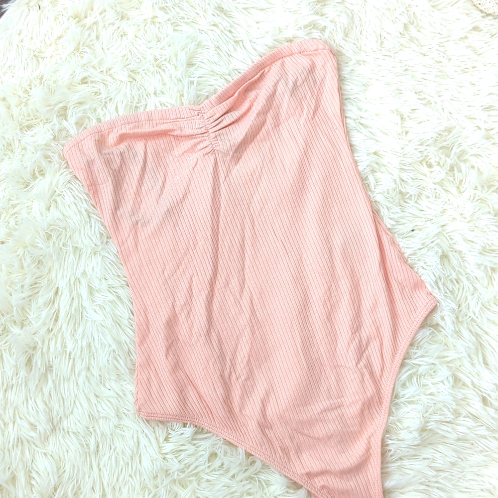 strapless pink bodysuit